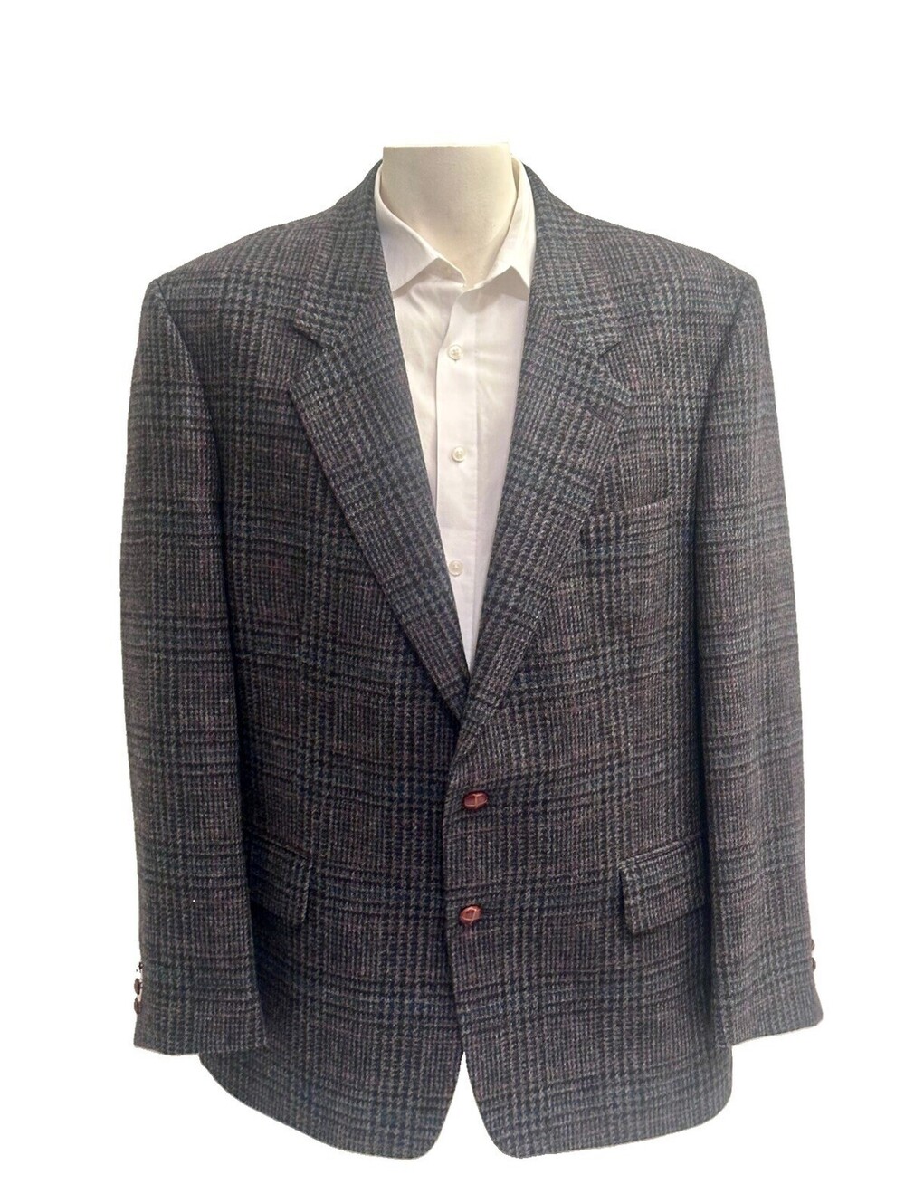Vtg English Manor 44R 100% Wool Herringbone Tweed Mens Blazer Jacket Sport Coat